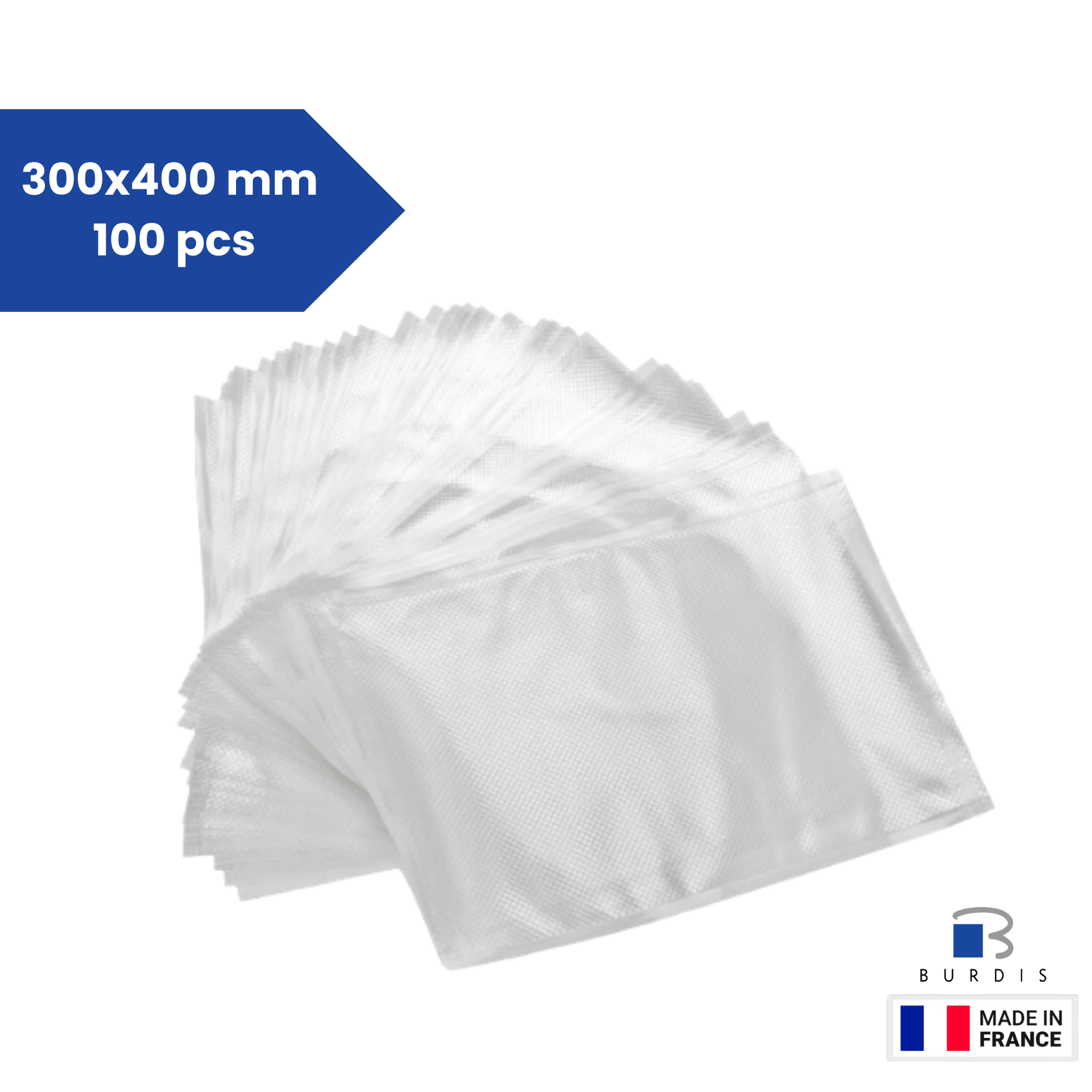 100 sacs sachets conservation sous vide lisses neutres 90 microns 200X300  M/M - Emballage Garrigou