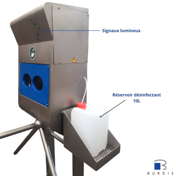 Hygienic pass-through for hand disinfection